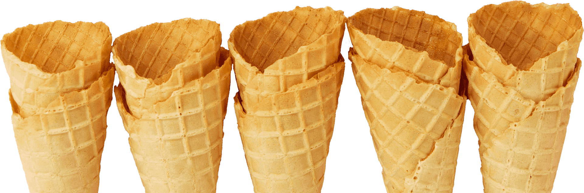 Three cones of different sizes are lined up.